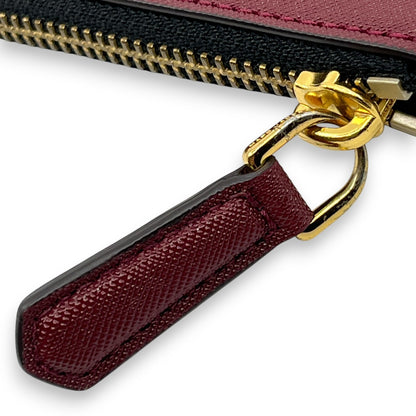 Marc Jacobs Burgundy Leather Zip Card Case Wallet Key Ring ID Window