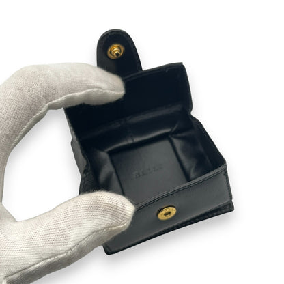 Bally Logo Plated Leather Coin Purse Wallet in Black