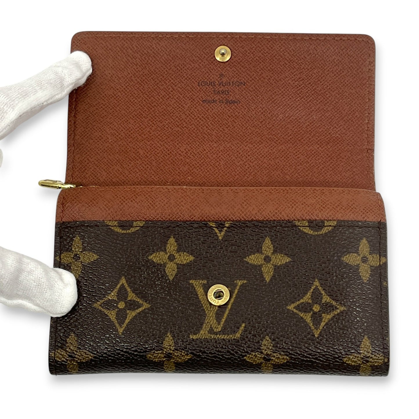 Louis Vuitton Monogram Porte Monnaie Zip Wallet Brown