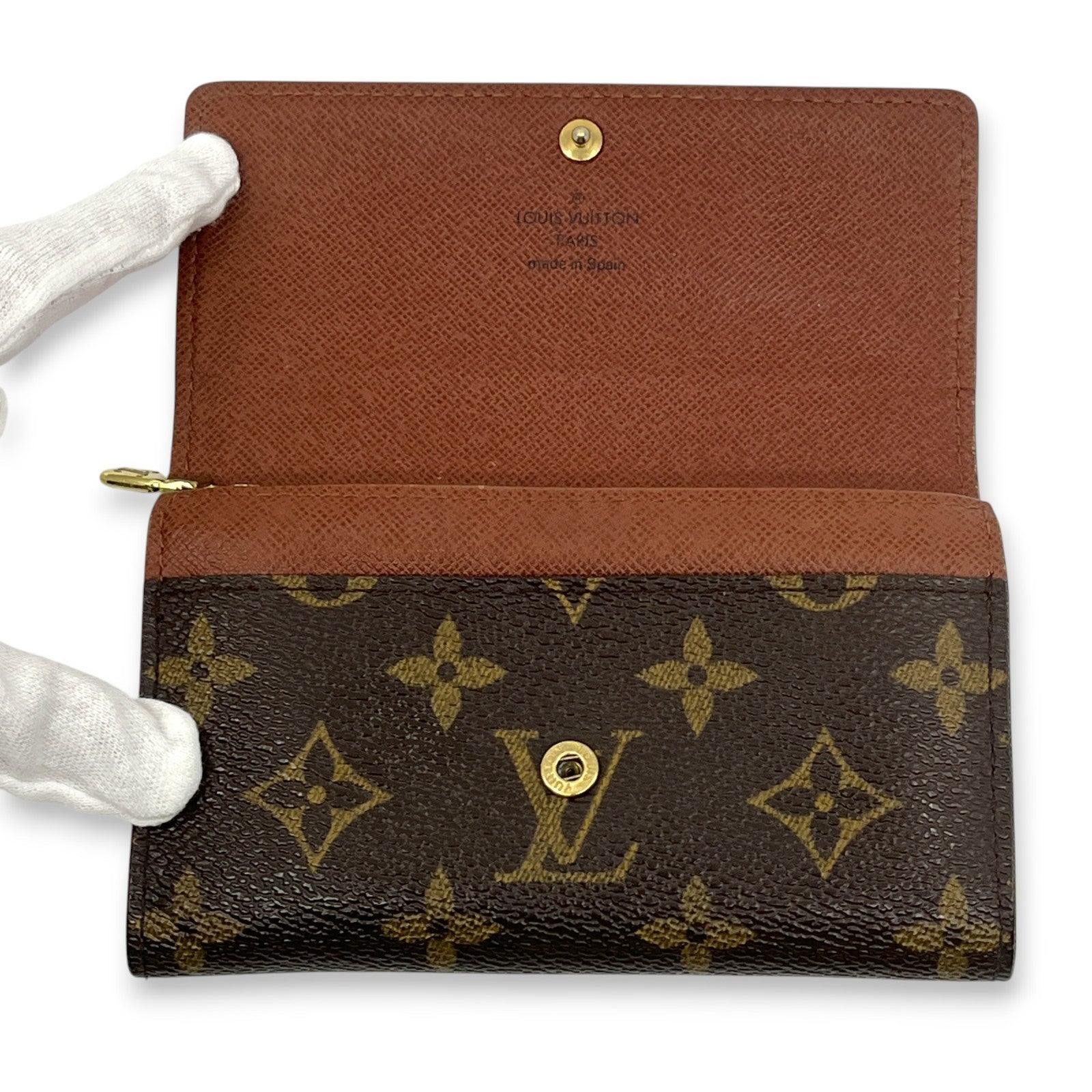 Louis Vuitton Monogram Porte Monnaie Zip Wallet Brown
