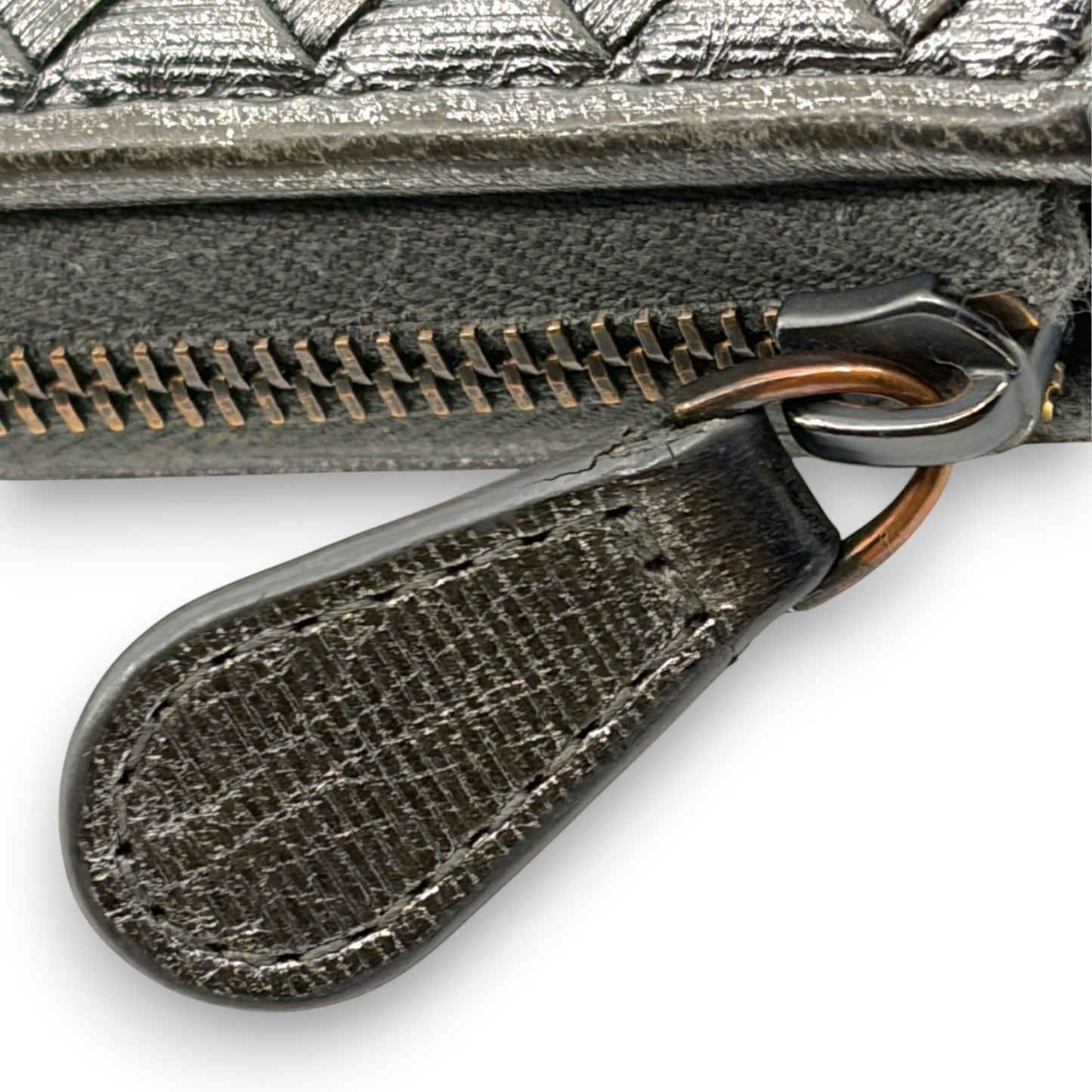 Bottega Veneta Intrecciato Long Wallet Silver Leather w/ Box