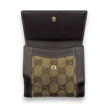 Gucci GG Canvas Bifold Wallet Brown Leather Trim w/ Box