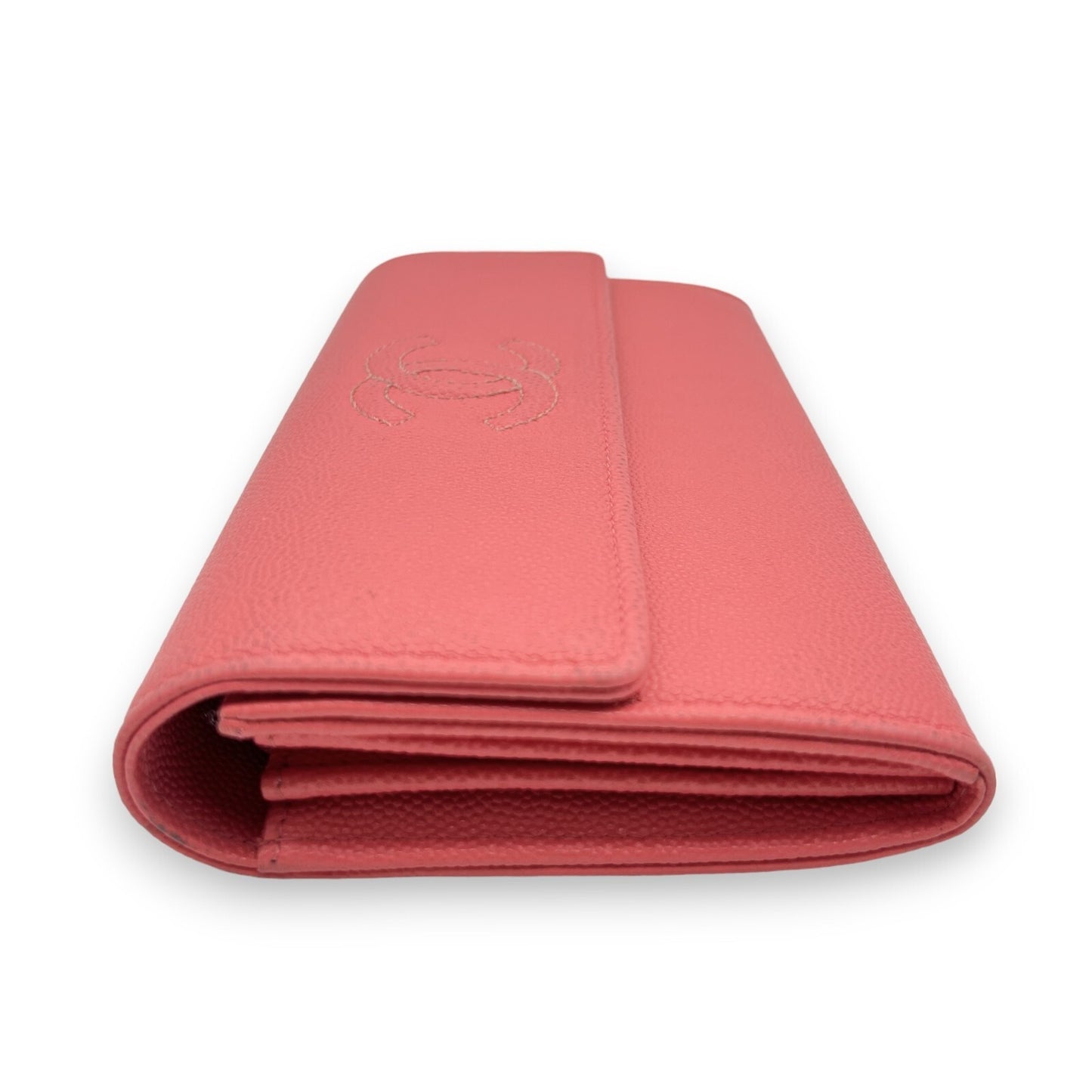 Chanel Caviar Skin Leather Long Wallet  Pink w/ Dust Bag & Certificate