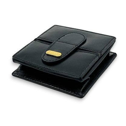 Bally Compact Leather Coin Wallet in Black w/ Box and Dust Bag