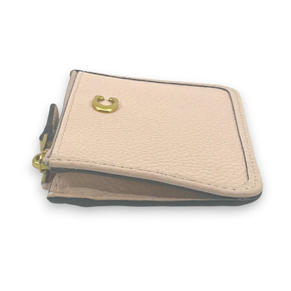 Coach Zip Card Case Coin Purse Light Pink Leather with Key Ring