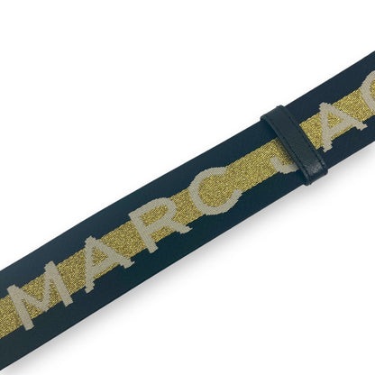 Marc Jacobs Adjustable Webbing Strap Black Gold with White Woven Logo
