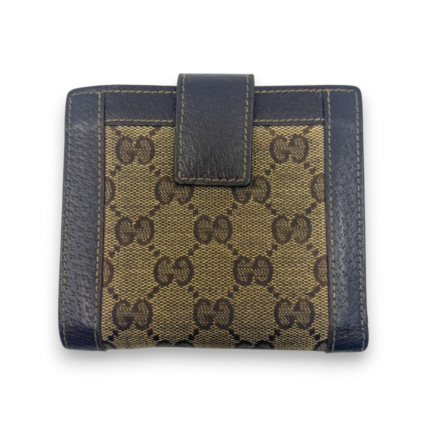 Gucci GG Canvas Bifold Wallet Brown Leather Trim w/ Box