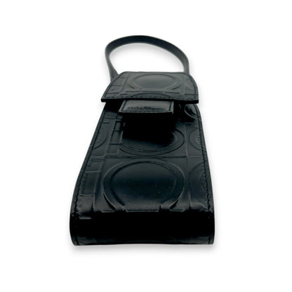 Salvatore Ferragamo Gancini Embossed Leather Mini Pouch Black  w/ Dust Bag