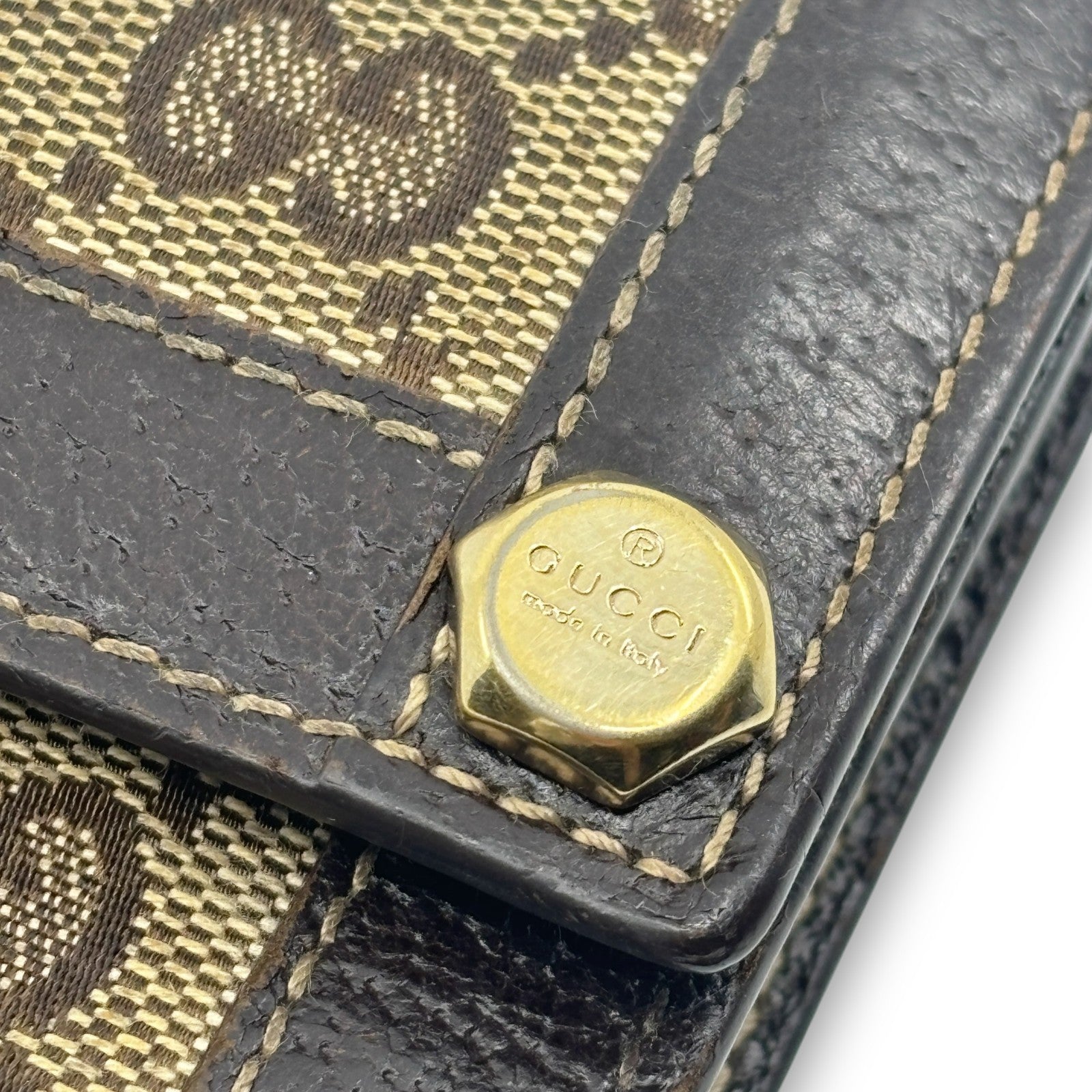 Gucci GG Canvas Bifold Wallet Brown Leather Trim w/ Box