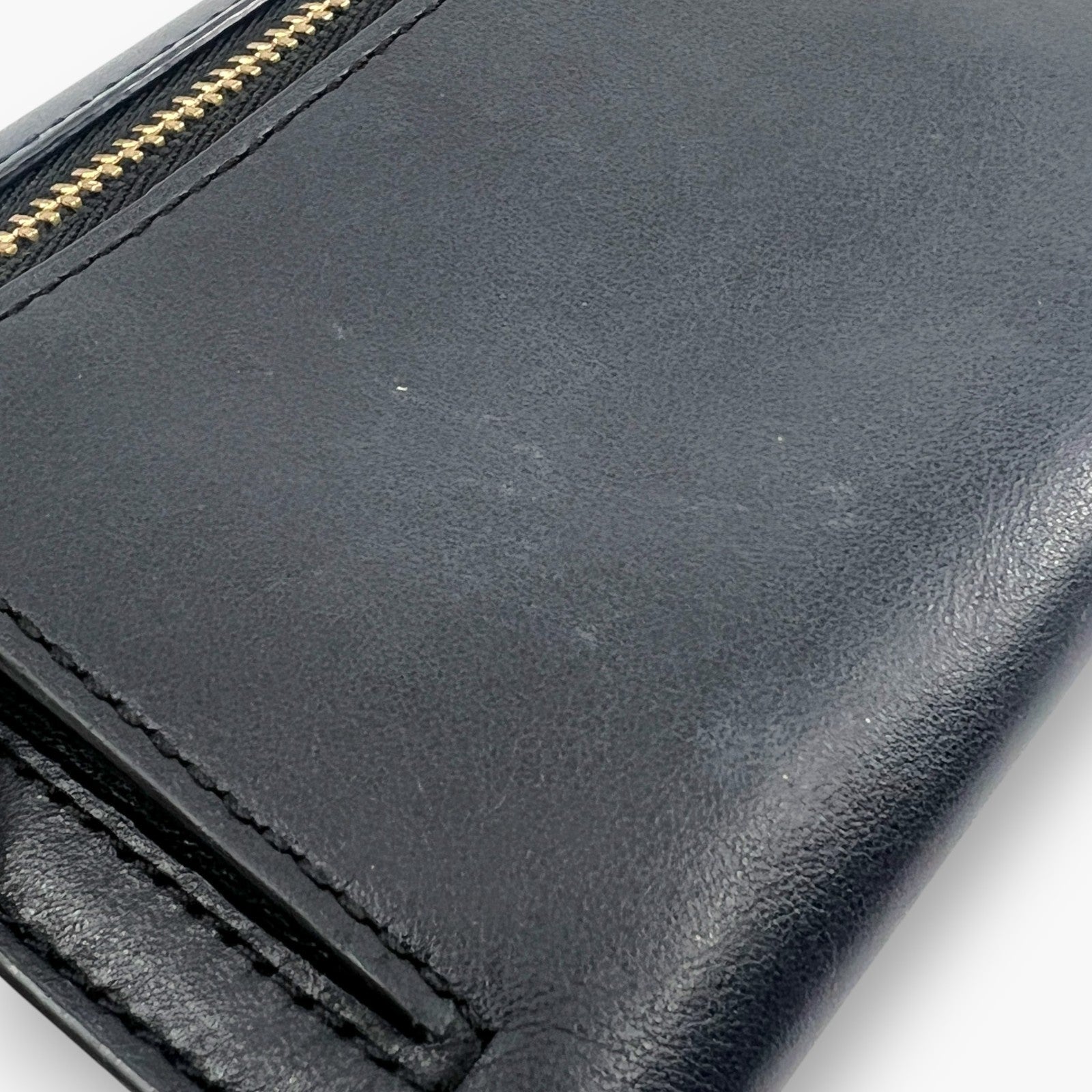 Coach Studded Scallop Flap Long Wallet Snap Closure Black Leather