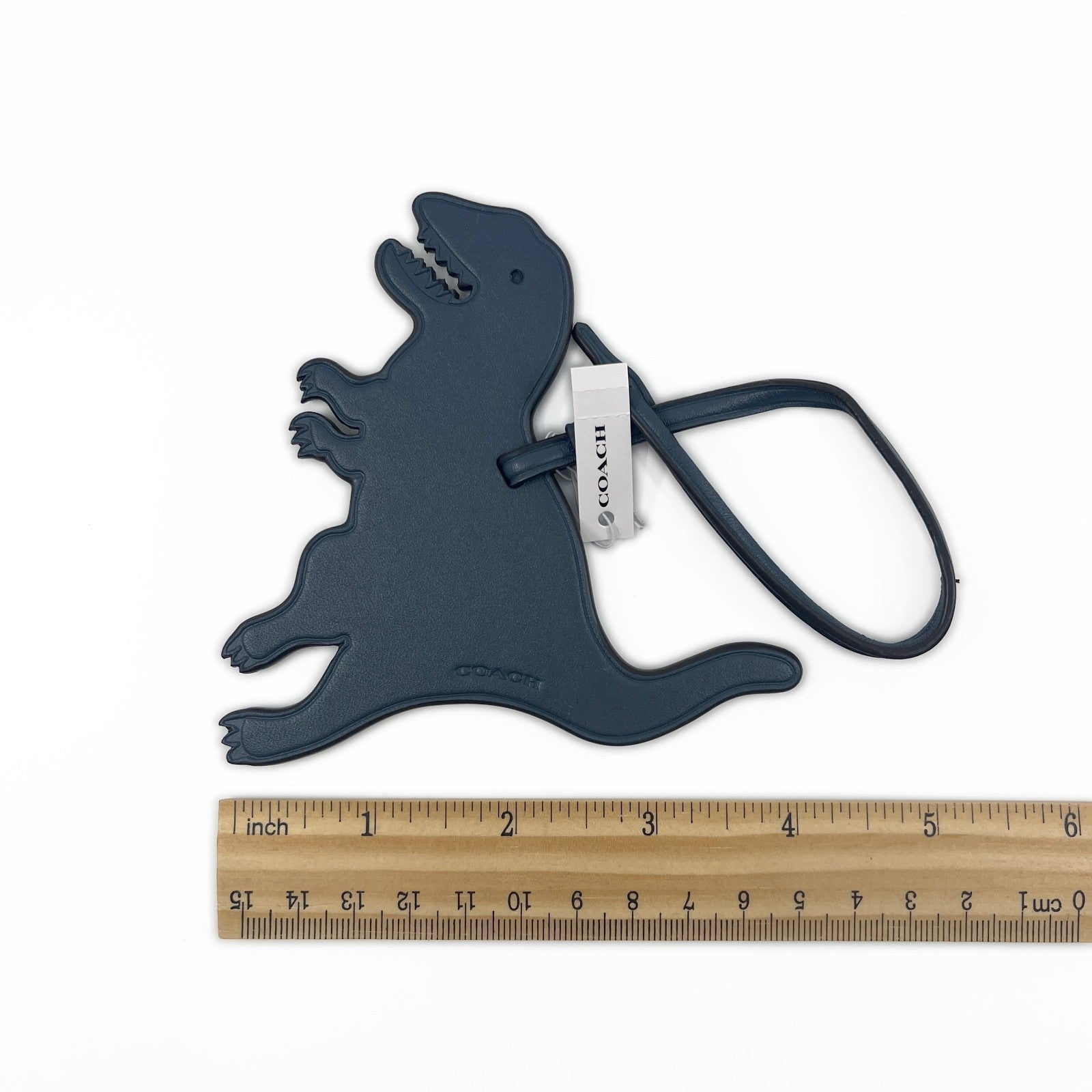 Coach Rexy Dinosaur Bag Charm Keychain Dark Blue Leather C6294G