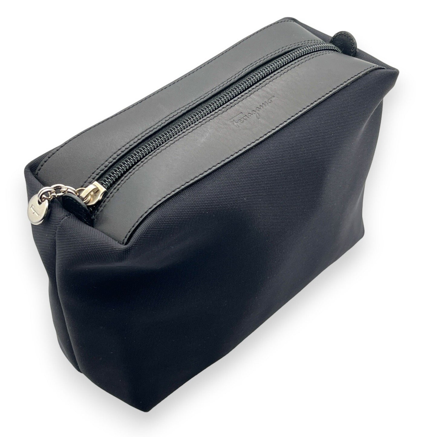 Salvatore Ferragamo Fabric and Leather Pouch in Black