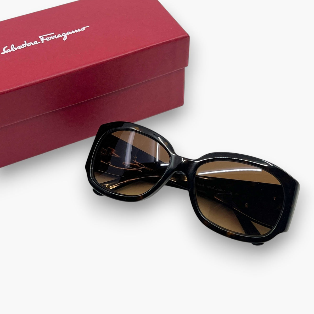 Ferragamo Rhinestone Sunglasses Brown Tortoise 2146-B W/ Case Box