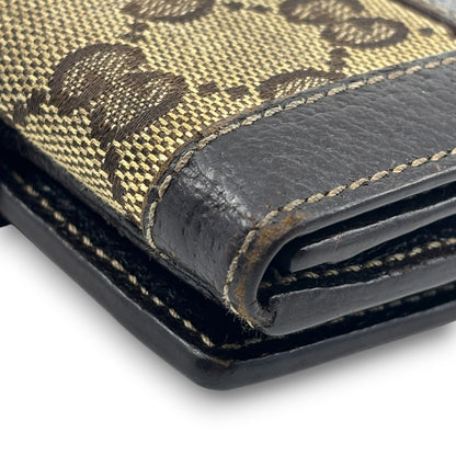 Gucci GG Canvas Bifold Wallet Brown Leather Trim w/ Box