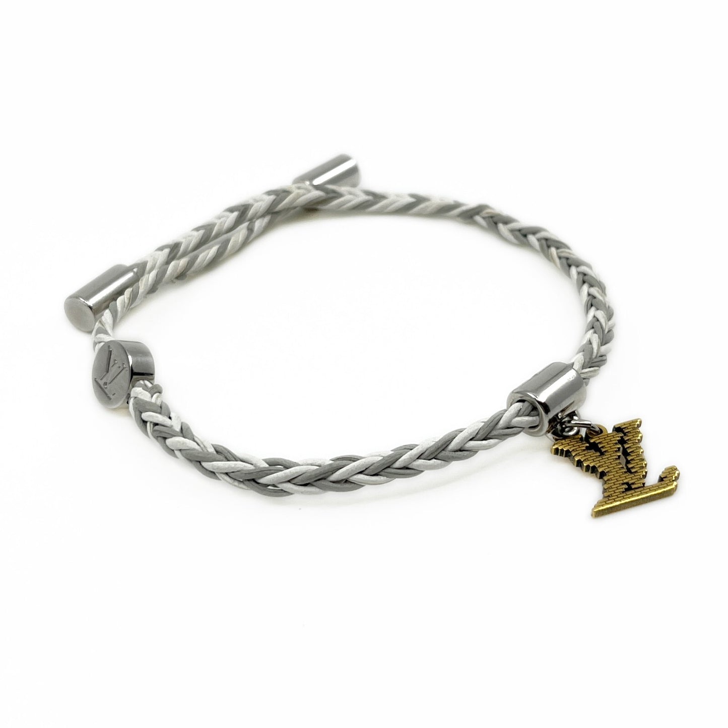 Louis Vuitton Friendship Accessories Leather Bracelet White and Gray MP225E