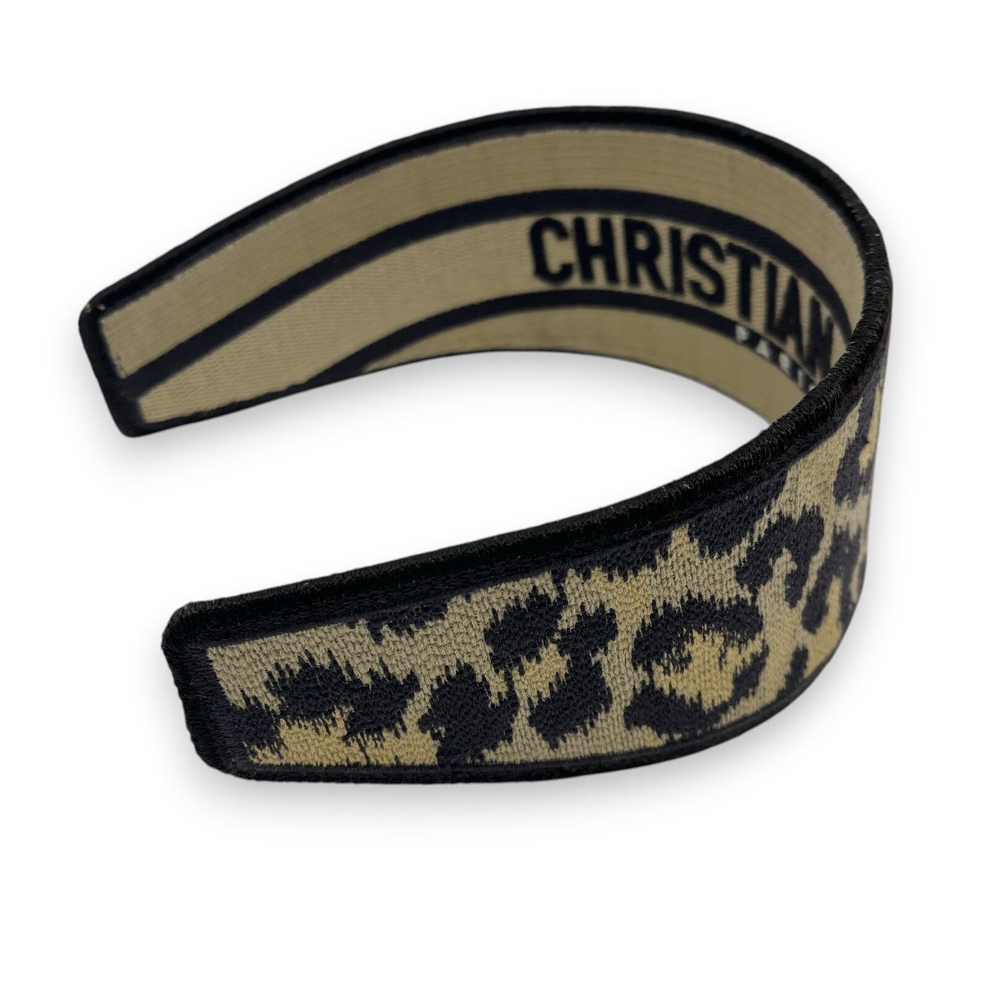 Christian Dior Wide Headband in Beige Leopard
