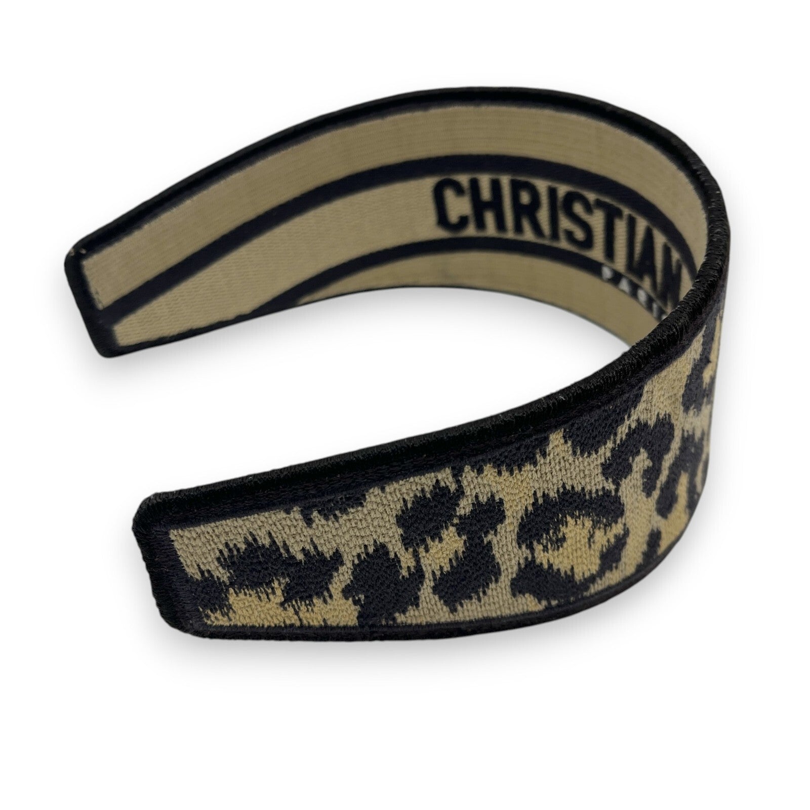 Christian Dior Wide Headband in Beige Leopard