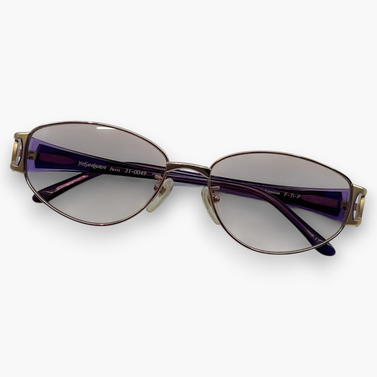 Yves Saint Laurent YSL Sunglasses 31-0049 Gold Purple Titanium Frame Japan Case