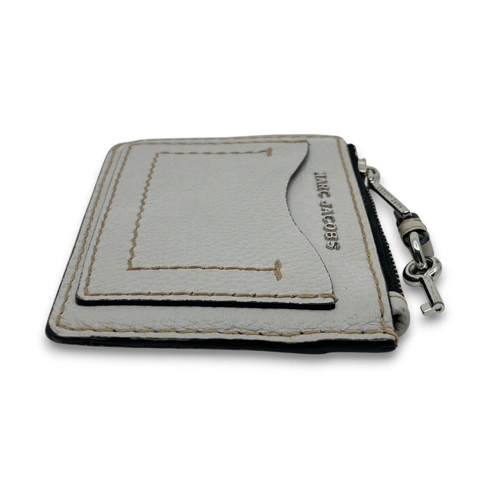 Marc Jacobes Leather Top Zip Coin Purse and Card Case in Gray