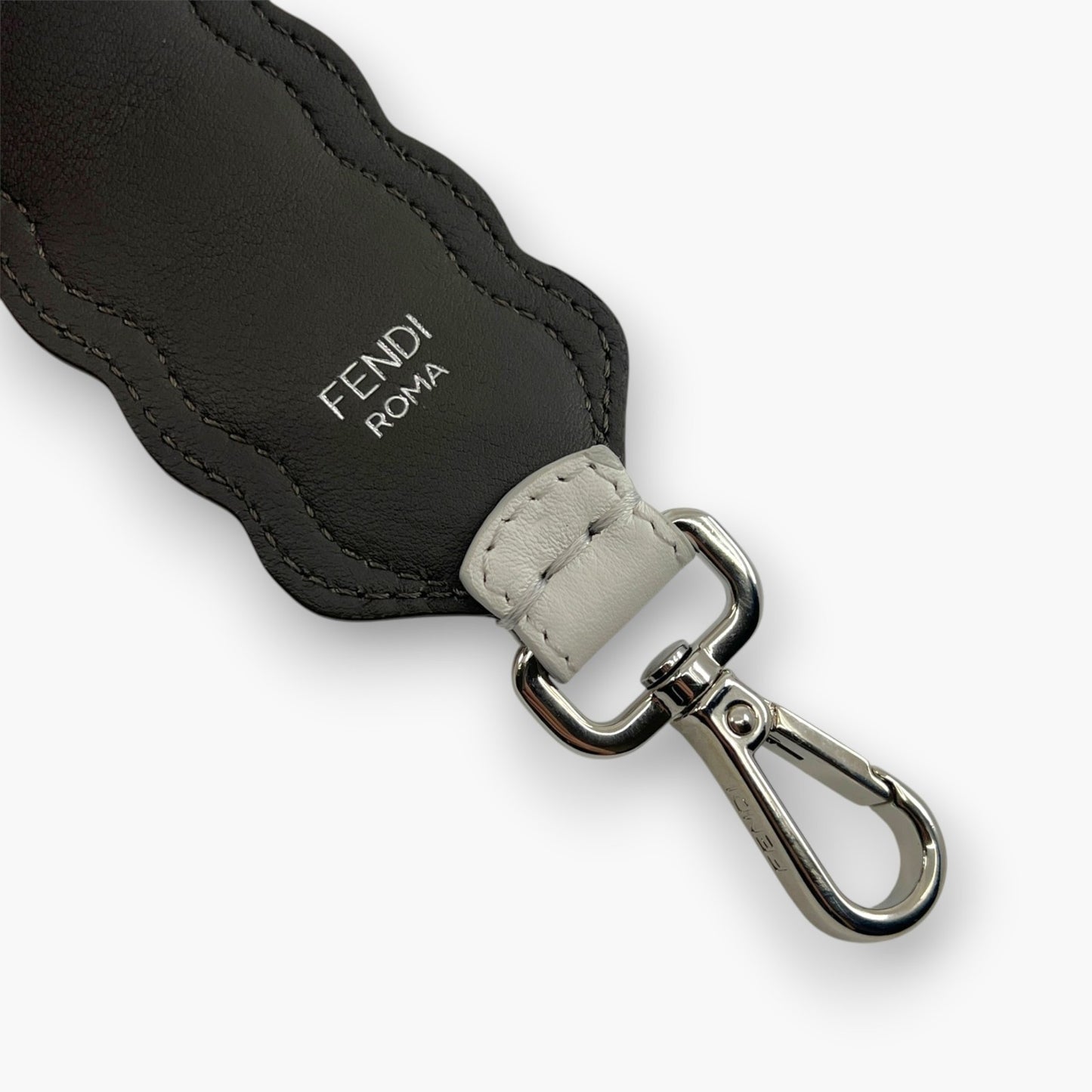 FENDI Strap You Shoulder Strap White Leather Multi-Color Studs