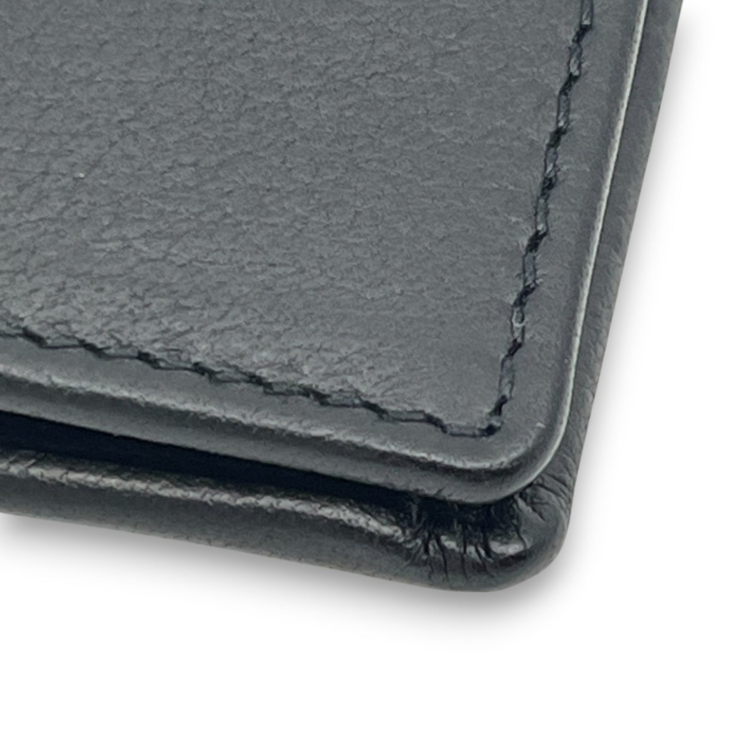 Christian Dior Black Leather Bifold Wallet with Silver Logo Plate