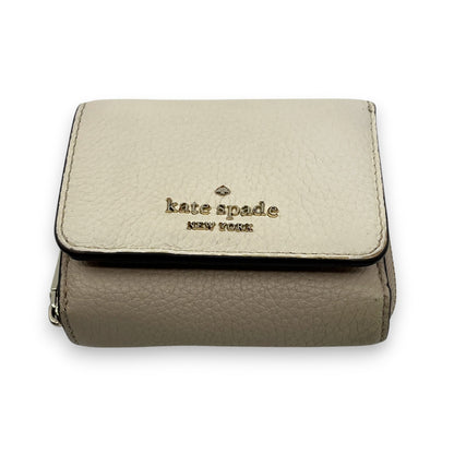 Kate Spade Off White Beige Leather Trifold Wallet Compact Zip Coin Purse