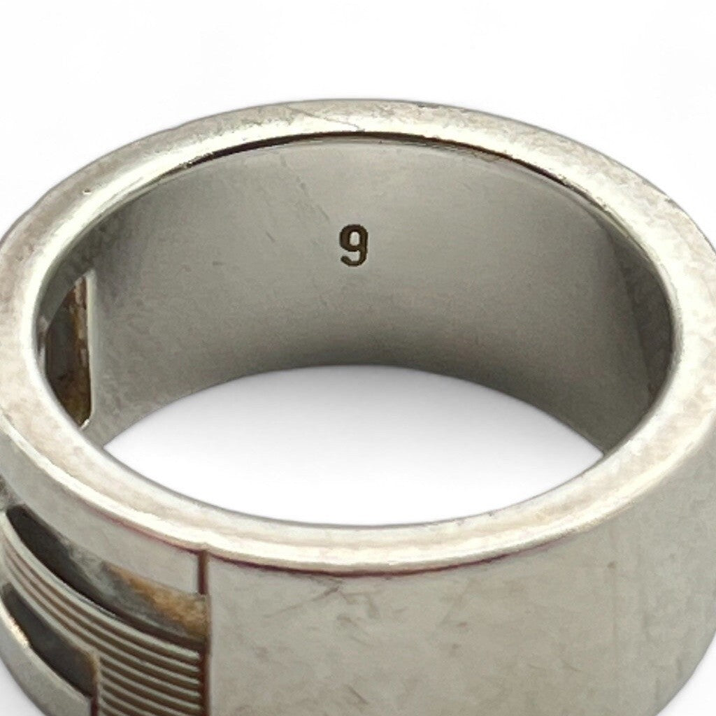 Gucci G Logo Ring Silver 925 Size 5 w/Box & Storage Bag