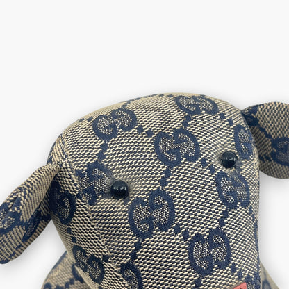 Gucci GG Monogram Canvas Teddy Bear Plush Doll Beige Navy