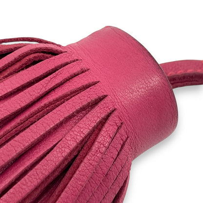 Hermès Carmen Rose Pourpre Pink Leather Tassel Key Ring Charm w/ Box