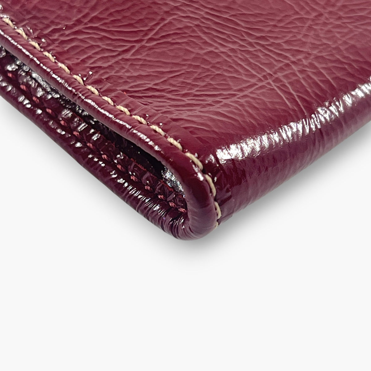 Coach Coin Case Key Ring Zip Wallet Patent Leather Burgundy