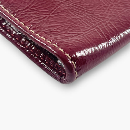 Coach Coin Case Key Ring Zip Wallet Patent Leather Burgundy
