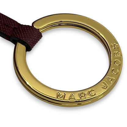 Marc Jacobs Burgundy Leather Zip Card Case Wallet Key Ring ID Window