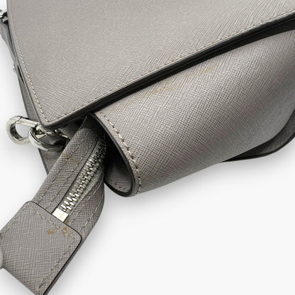 MICHAEL KORS Saffiano Leather Shoulder Bag Gray Crossbody Medium