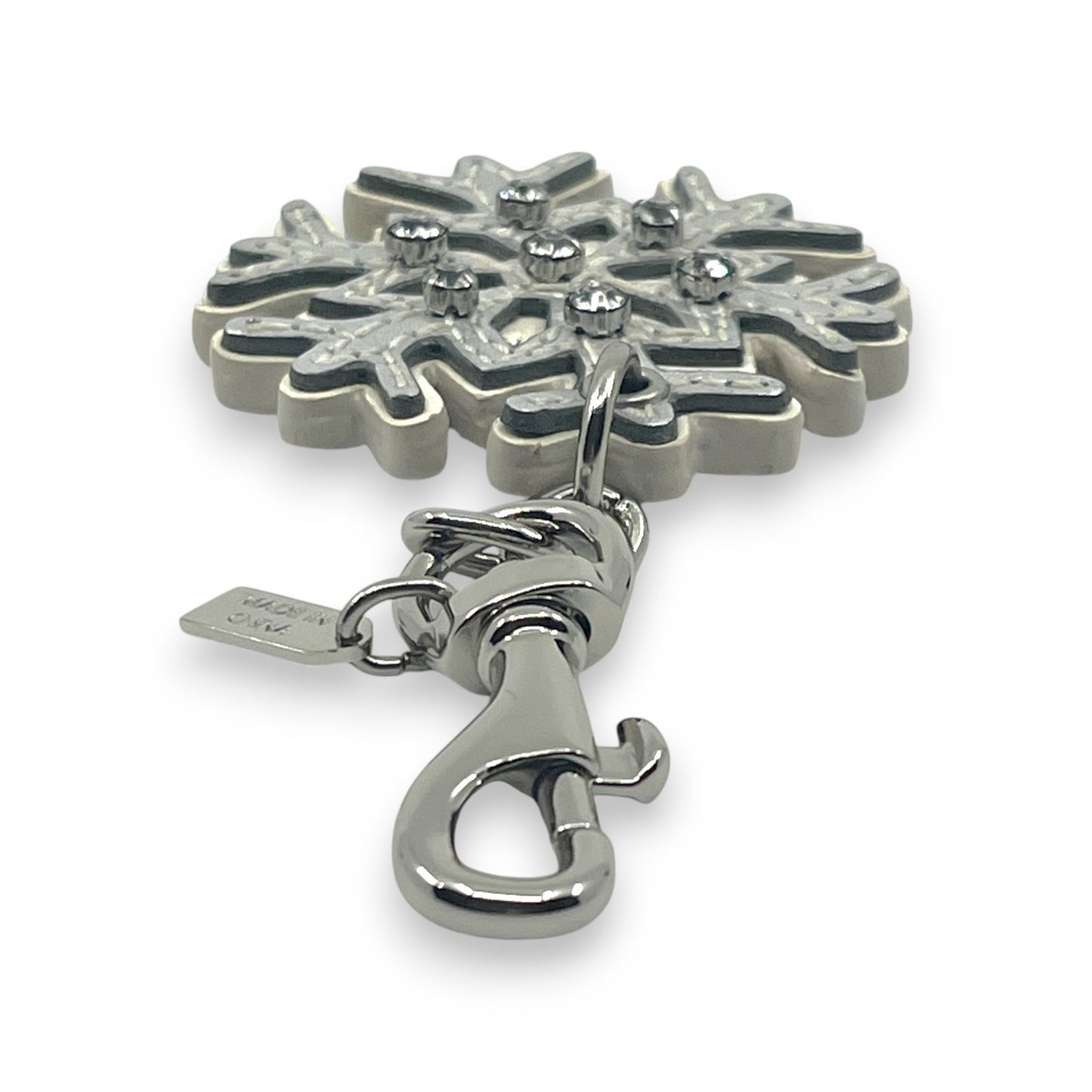 Coach Snowflake Keychain Bag Charm in Silver with Rhinestone