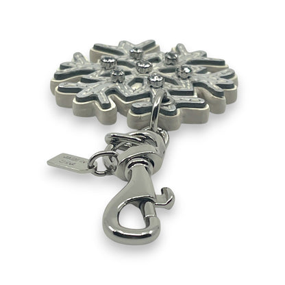 Coach Snowflake Keychain Bag Charm in Silver with Rhinestone