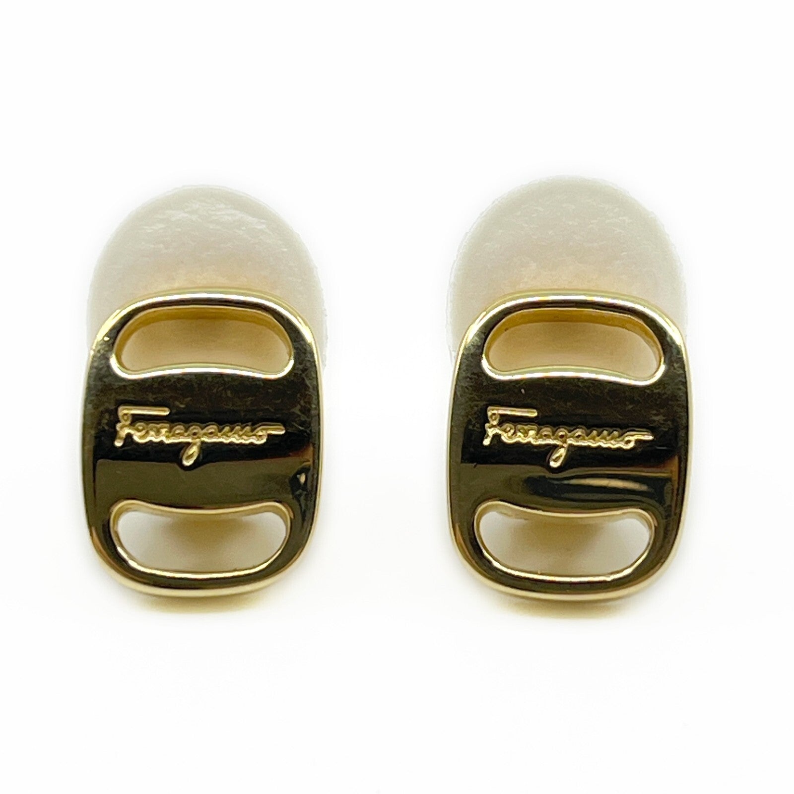 Salvatore Ferragamo Earrings and Ballet Flats Brooch Set w/ Box Dust Bag