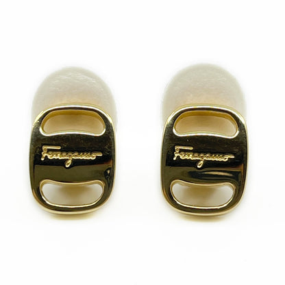 Salvatore Ferragamo Earrings and Ballet Flats Brooch Set w/ Box Dust Bag