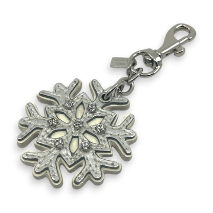 Coach Snowflake Keychain Bag Charm in Silver with Rhinestone