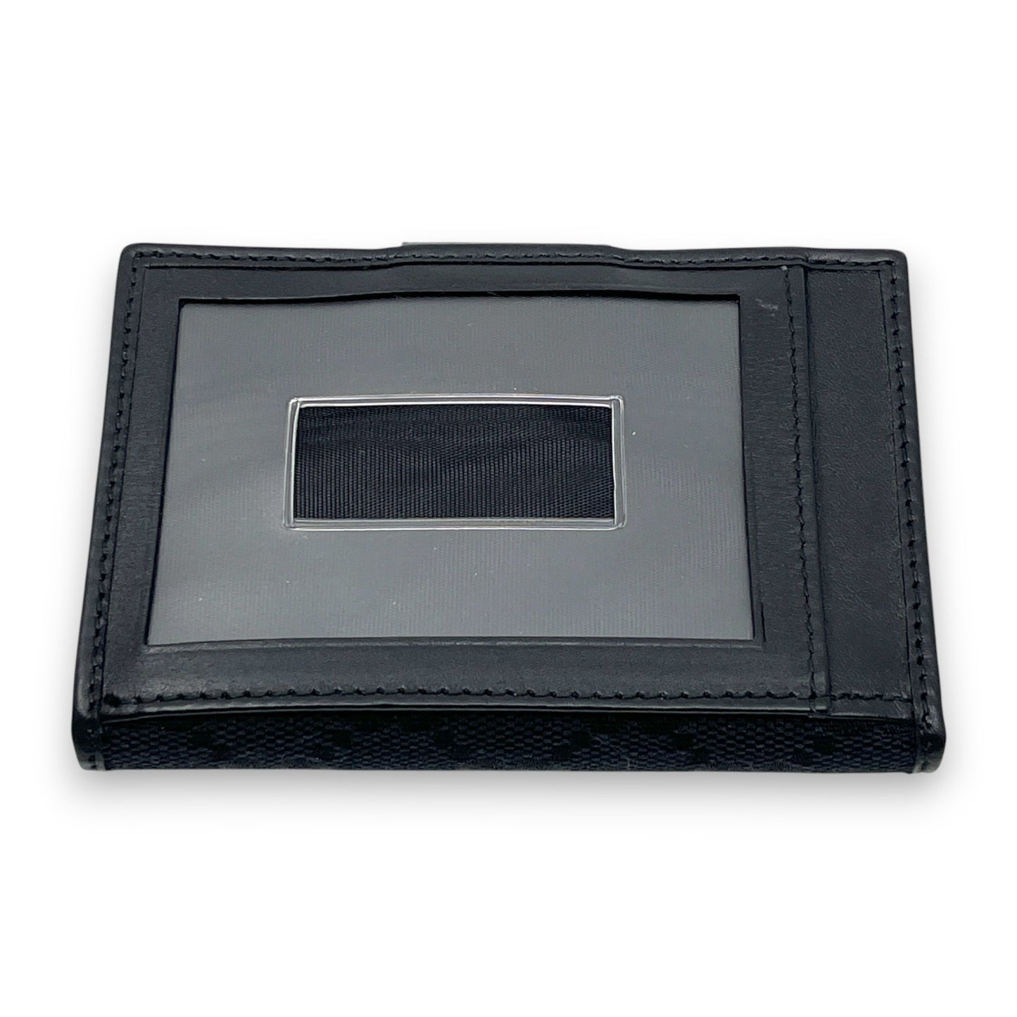 Gucci GG Canvas Card Holder Navy with Matching Leather Trim w/ Box