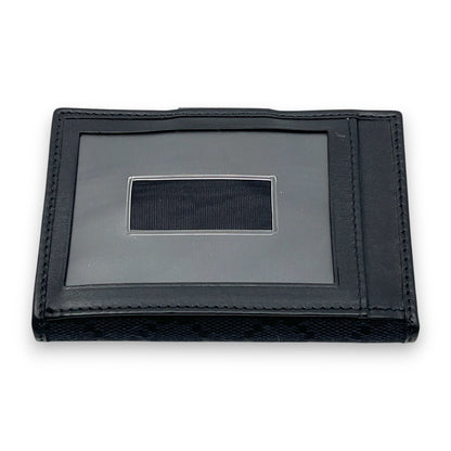 Gucci GG Canvas Card Holder Navy with Matching Leather Trim w/ Box