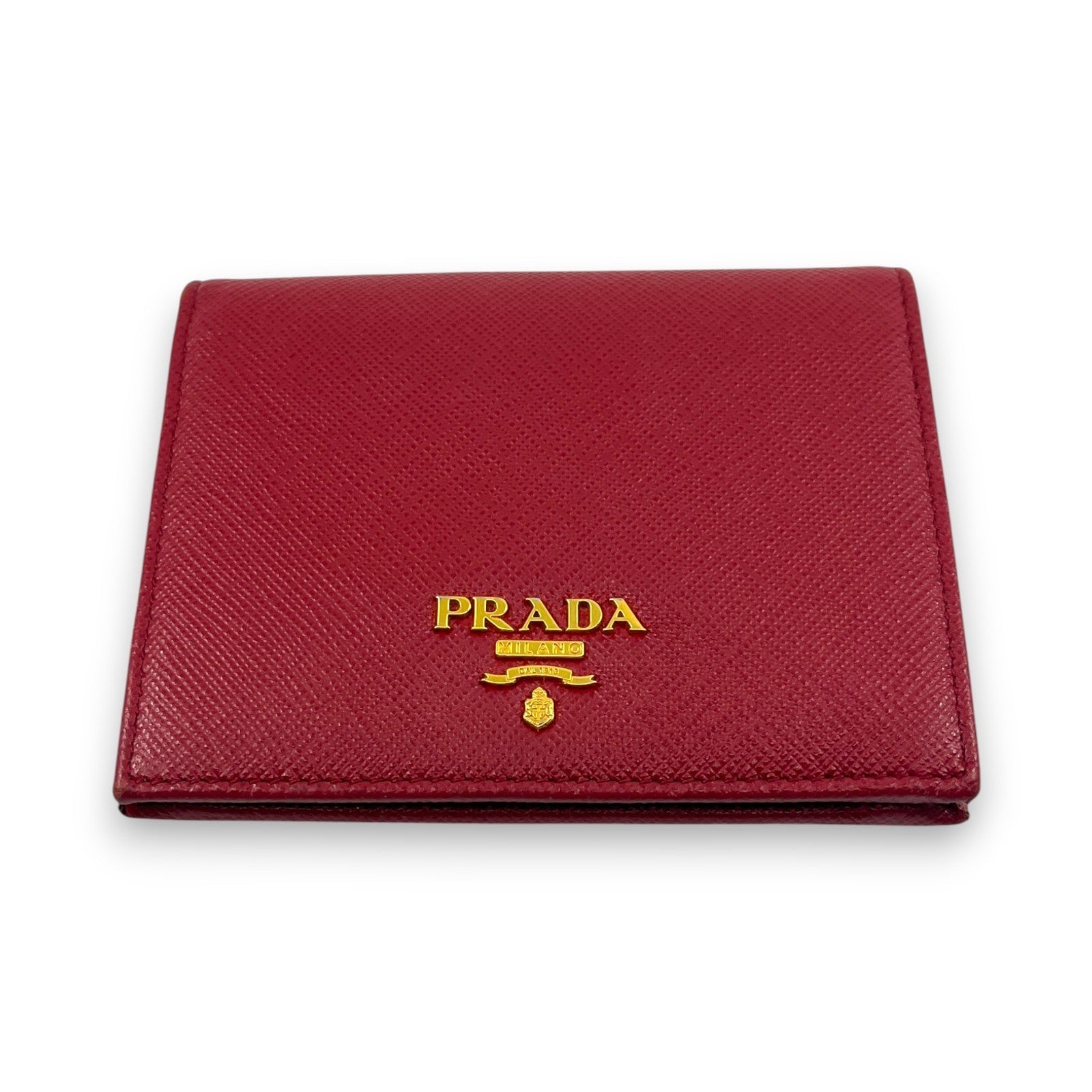 Prada Saffiano Leather Bifold Compact Wallet in Red w/ Box