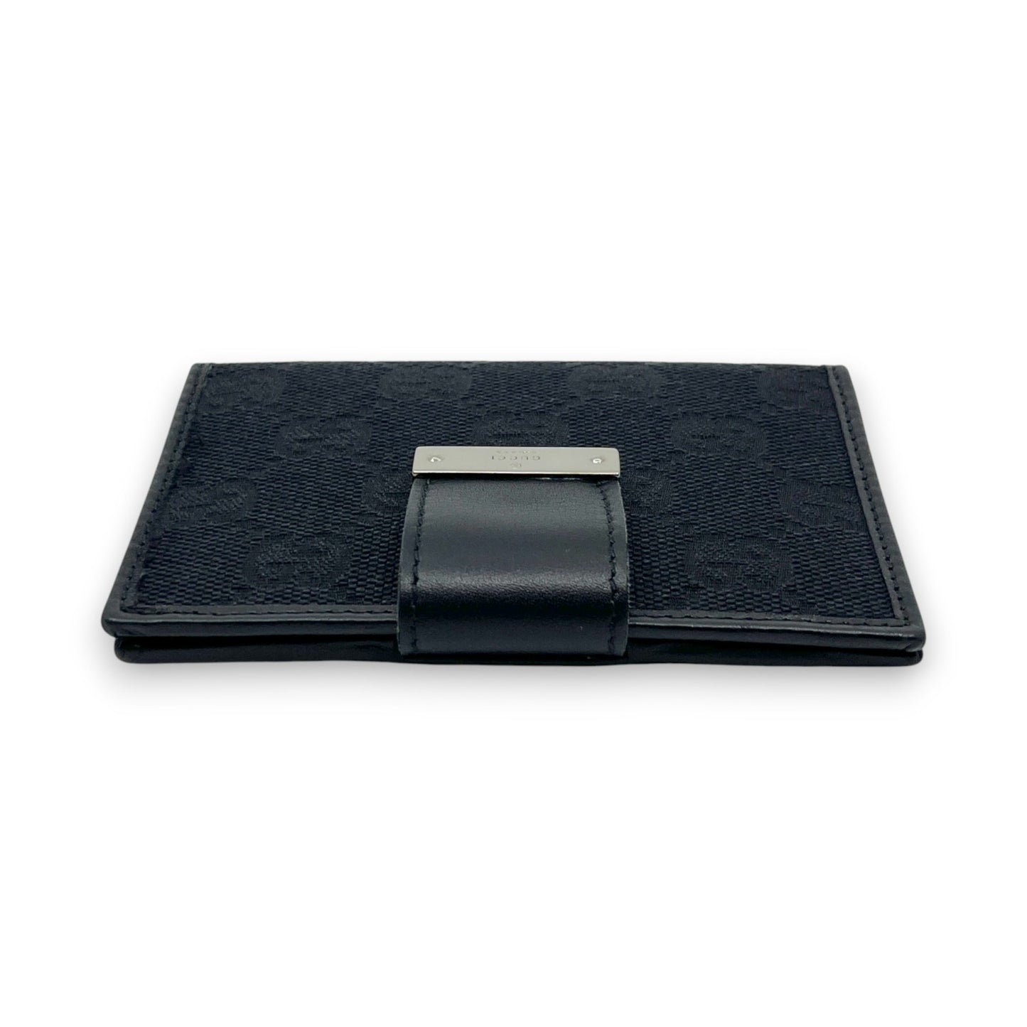 Gucci GG Canvas Card Holder Navy with Matching Leather Trim w/ Box