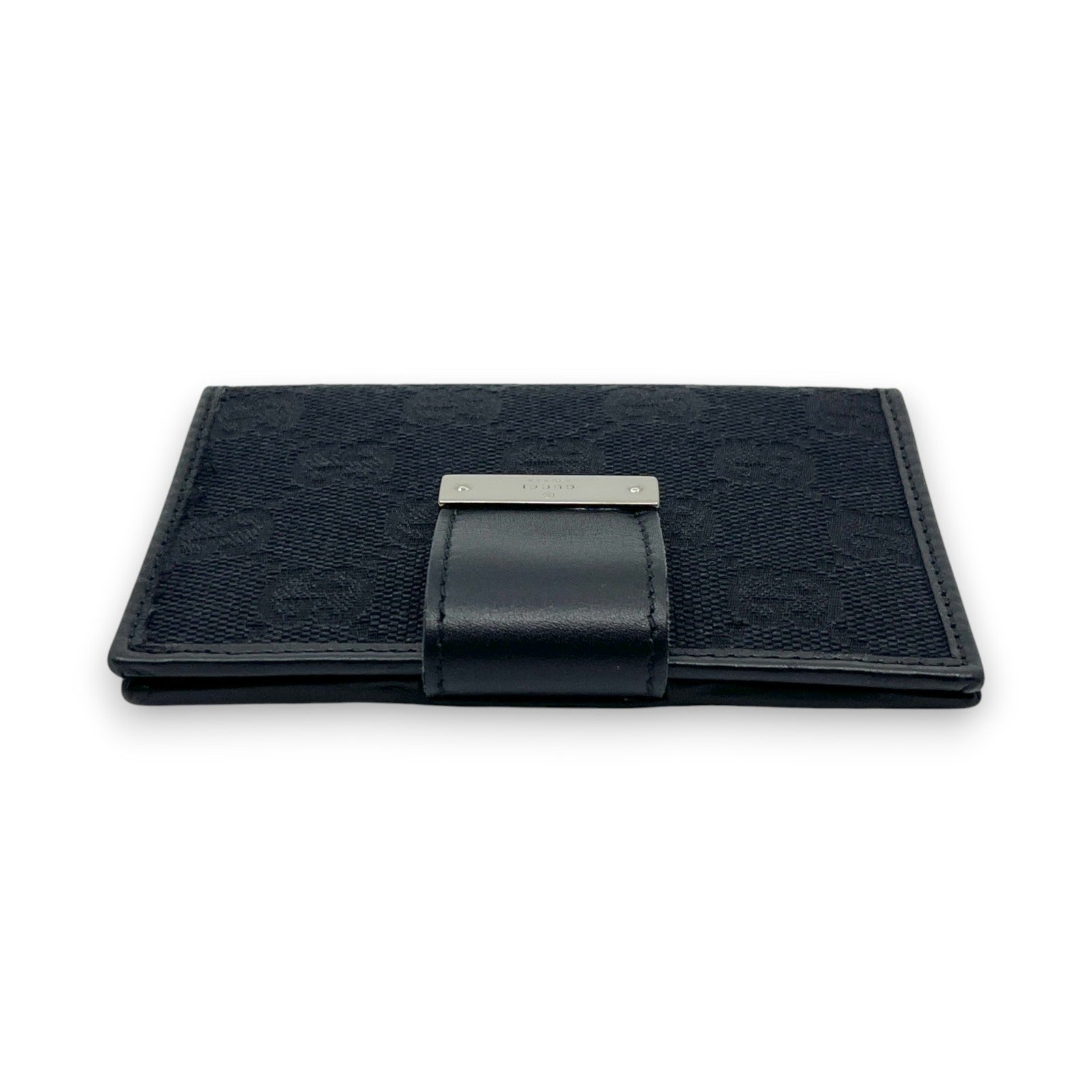 Gucci GG Canvas Card Holder Navy with Matching Leather Trim w/ Box