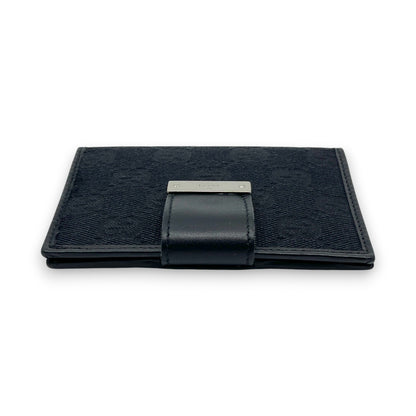 Gucci GG Canvas Card Holder Navy with Matching Leather Trim w/ Box