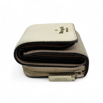 Kate Spade Off White Beige Leather Trifold Wallet Compact Zip Coin Purse