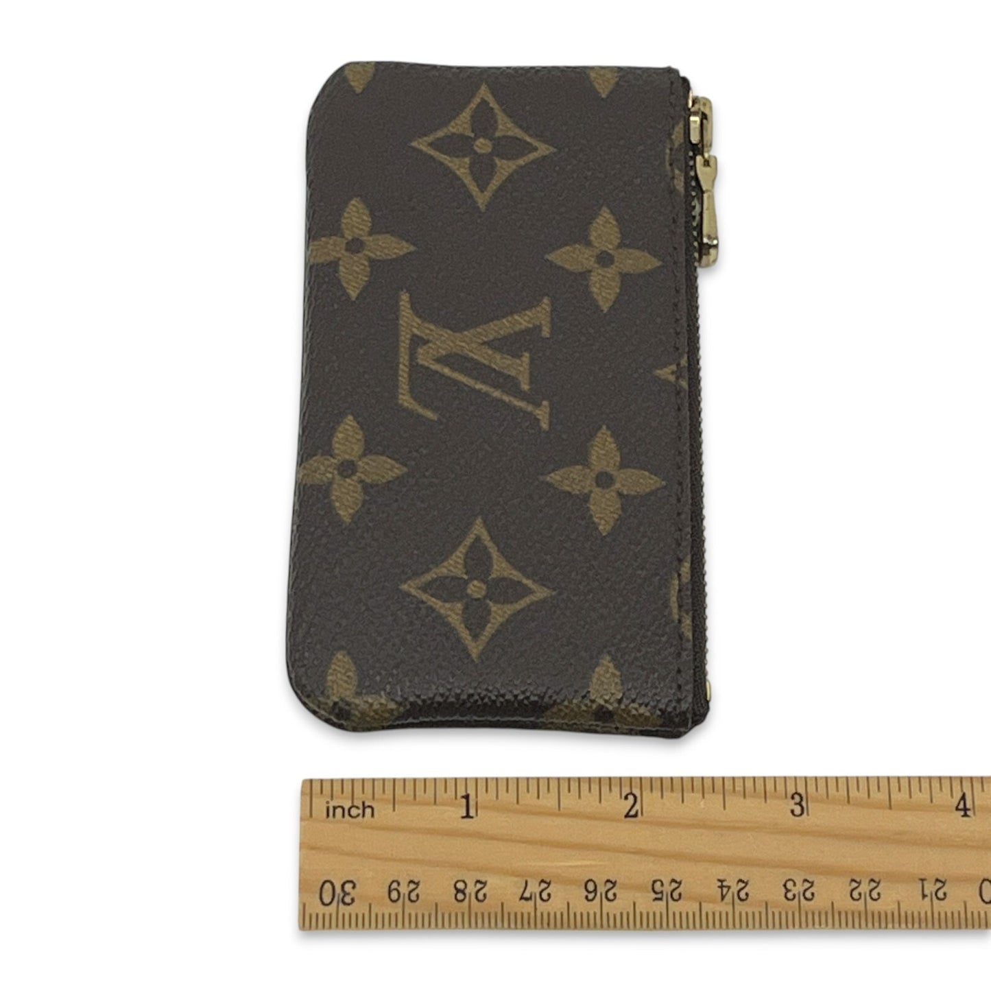 Louis Vuitton Monogram Pochette Cles Coin Purse and Keychain Brown