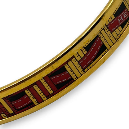 Hermes Enamel Bracelet Bangle Émail PM Gold Black w/ Box