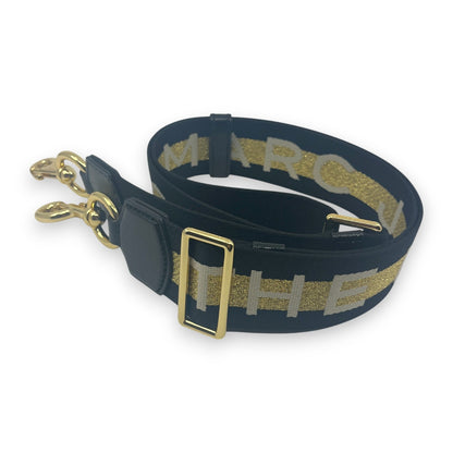 Marc Jacobs Adjustable Webbing Strap Black Gold with White Woven Logo