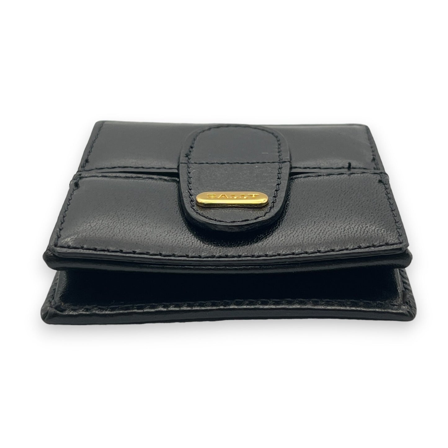 Bally Logo Plated Leather Coin Purse Wallet in Black