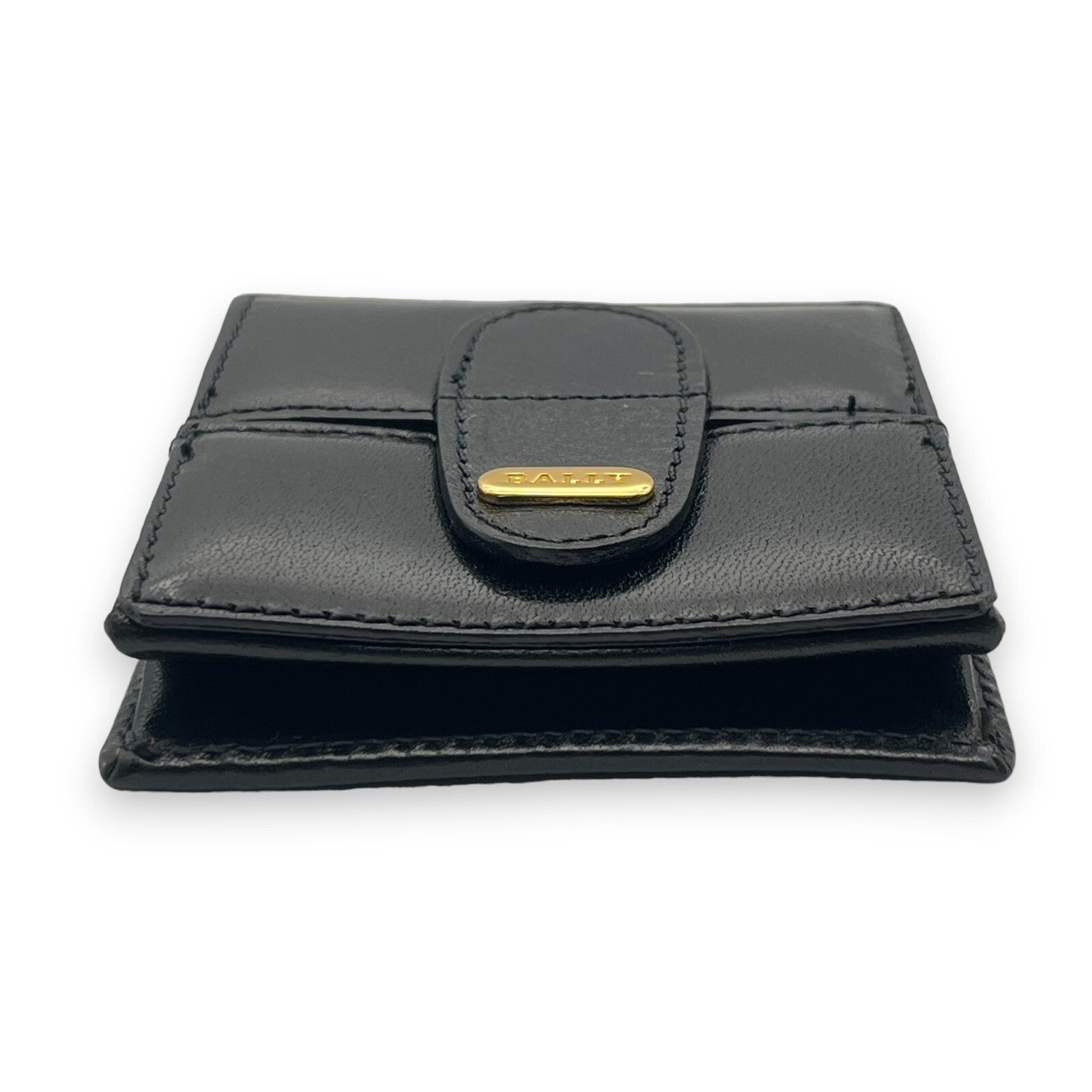 Bally Logo Plated Leather Coin Purse Wallet in Black